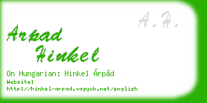 arpad hinkel business card